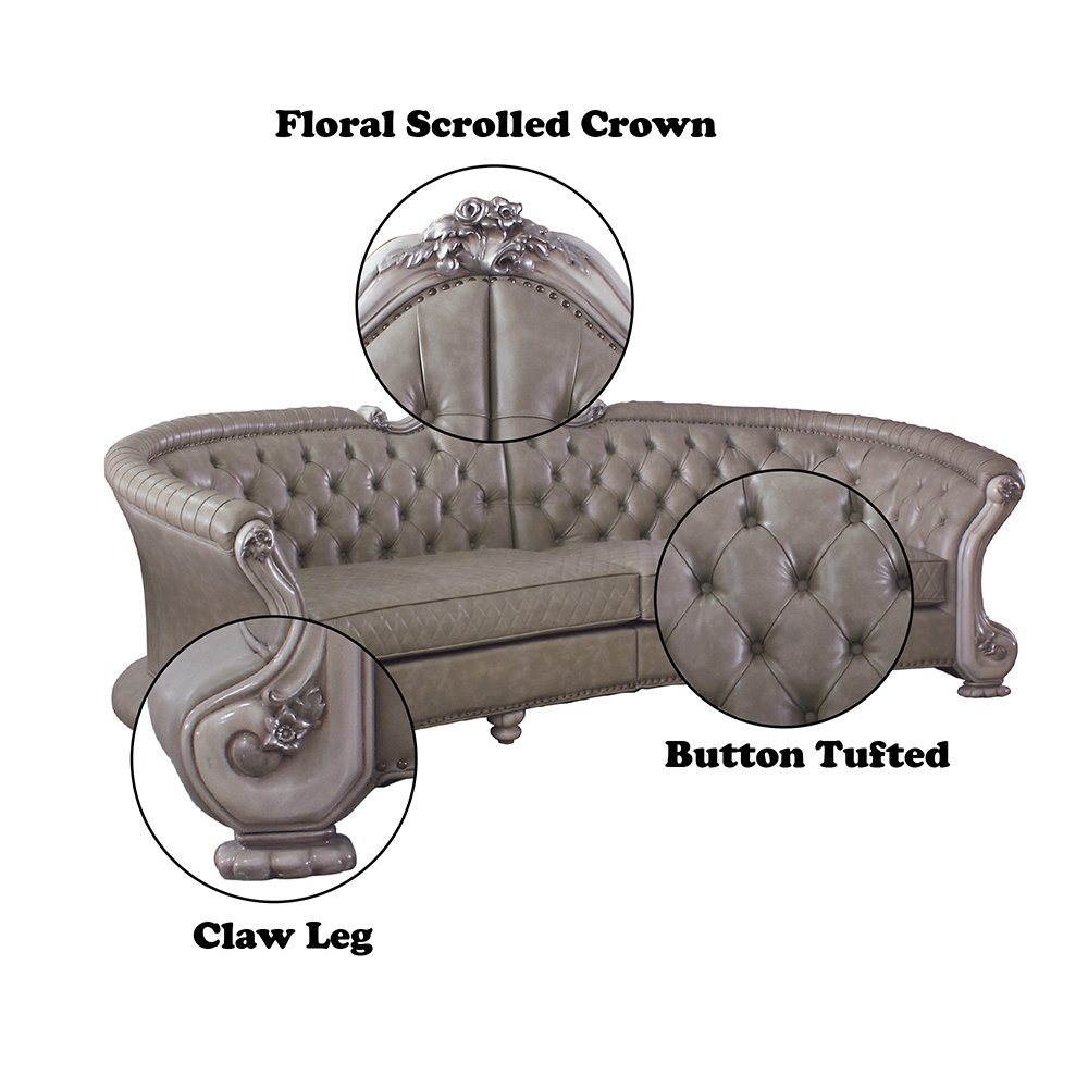 Dresden Sofa Synthetic Leather & Vintage Bone White. Picture 6