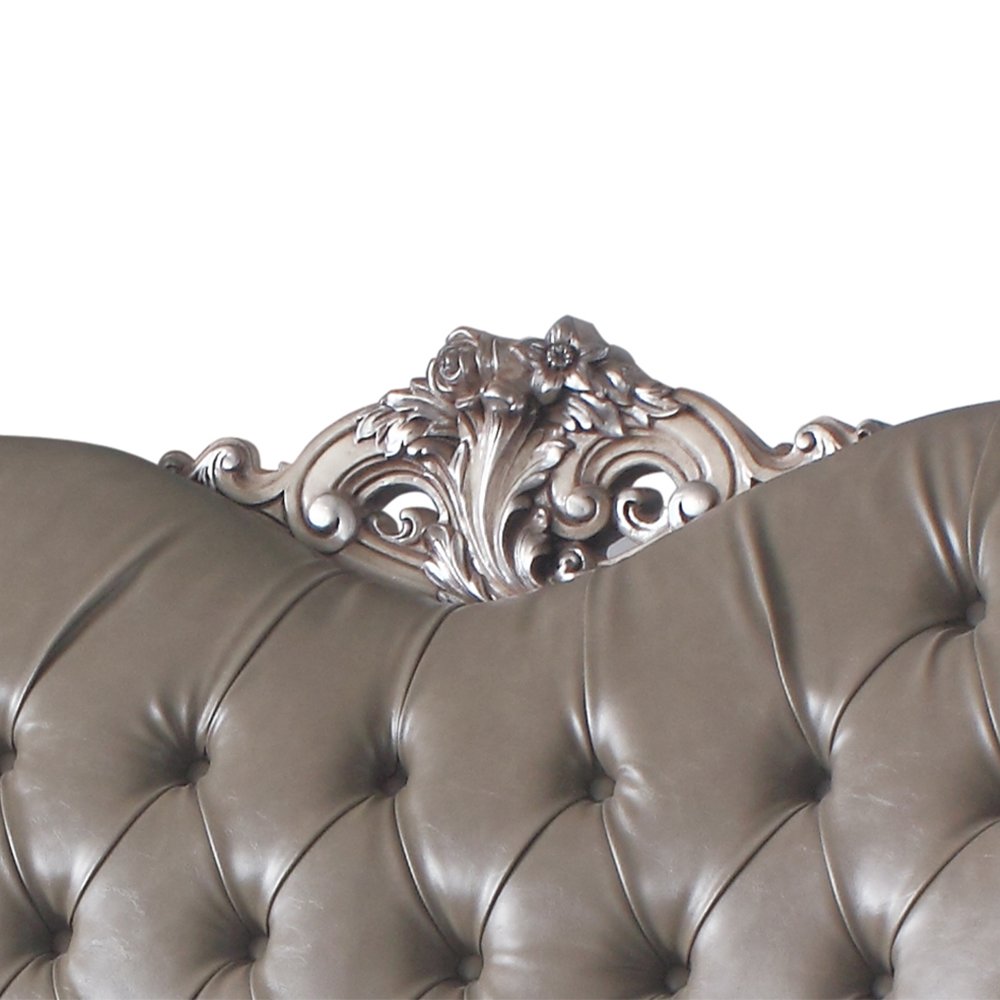 Dresden Loveseat w/3 Pillows Synthetic Leather & Vintage Bone White. Picture 7