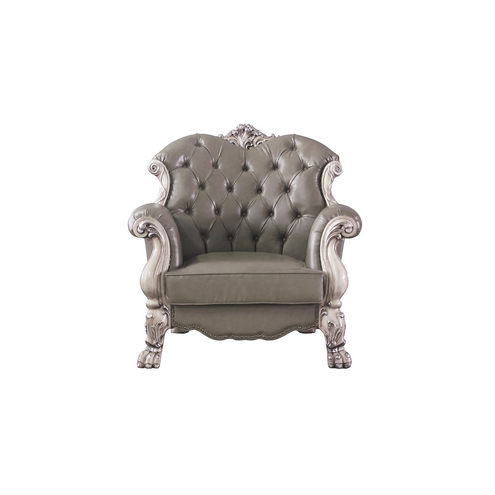 Dresden Chair w/Pillow Synthetic Leather & Vintage Bone White. Picture 2