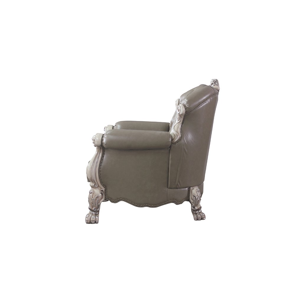 Dresden Chair w/Pillow Synthetic Leather & Vintage Bone White. Picture 3