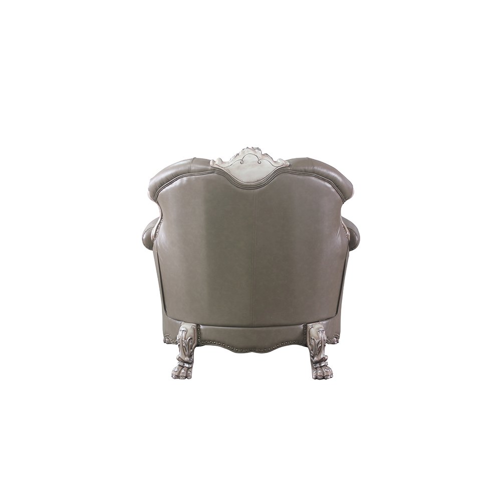 Dresden Chair w/Pillow Synthetic Leather & Vintage Bone White. Picture 4