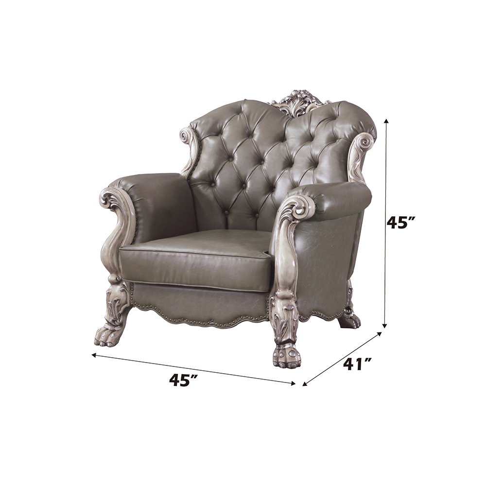 Dresden Chair w/Pillow Synthetic Leather & Vintage Bone White. Picture 5