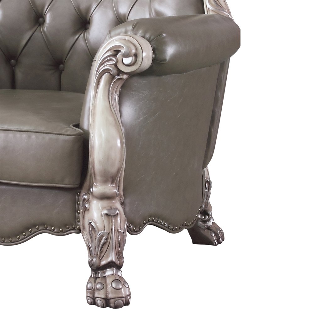 Dresden Chair w/Pillow Synthetic Leather & Vintage Bone White. Picture 8