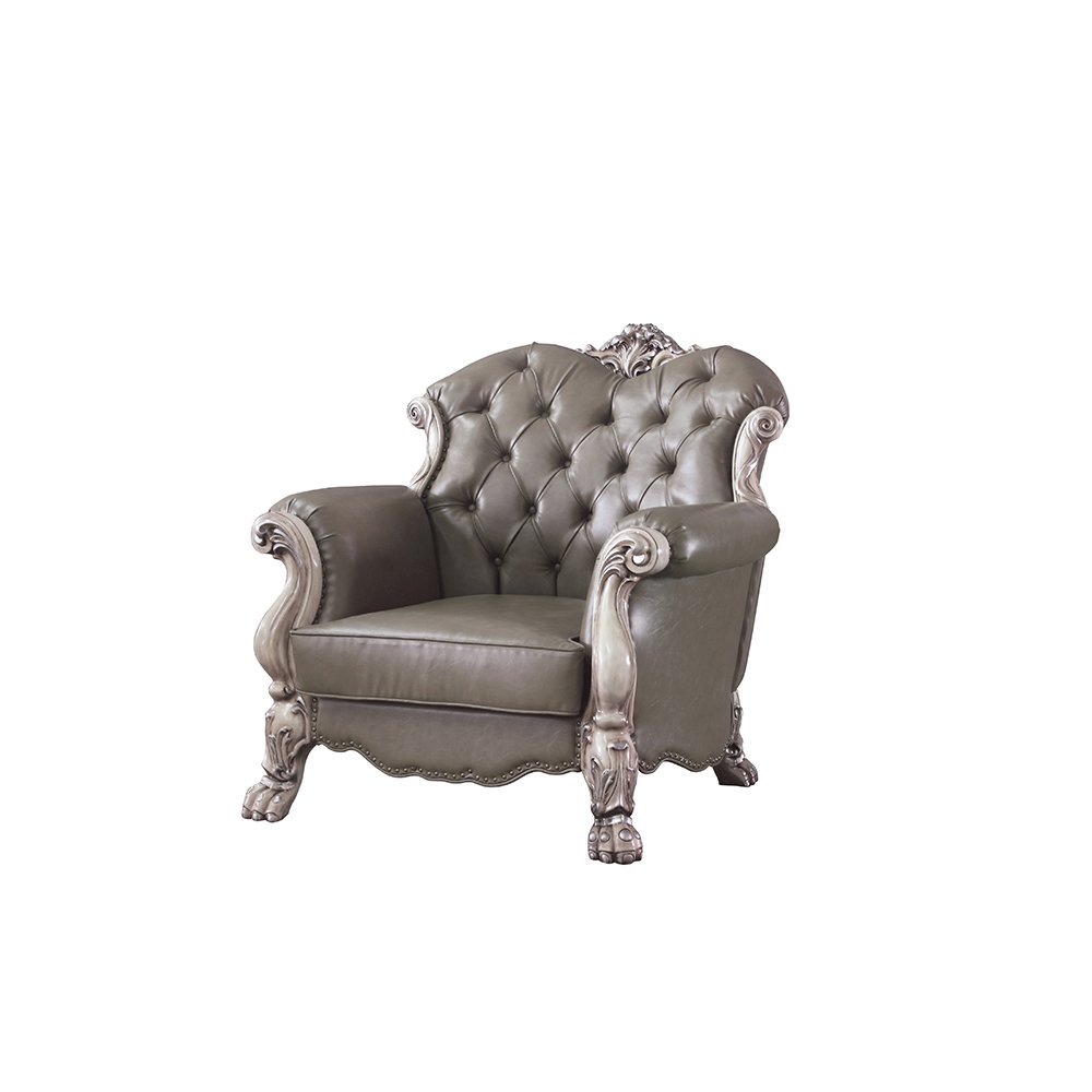 Dresden Chair w/Pillow Synthetic Leather & Vintage Bone White. Picture 1