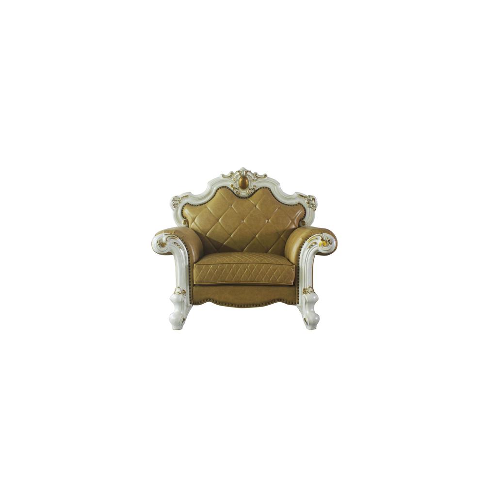 Picardy Chair w/Pillow Butterscotch Synthetic Leather & Antique Pearl. Picture 3