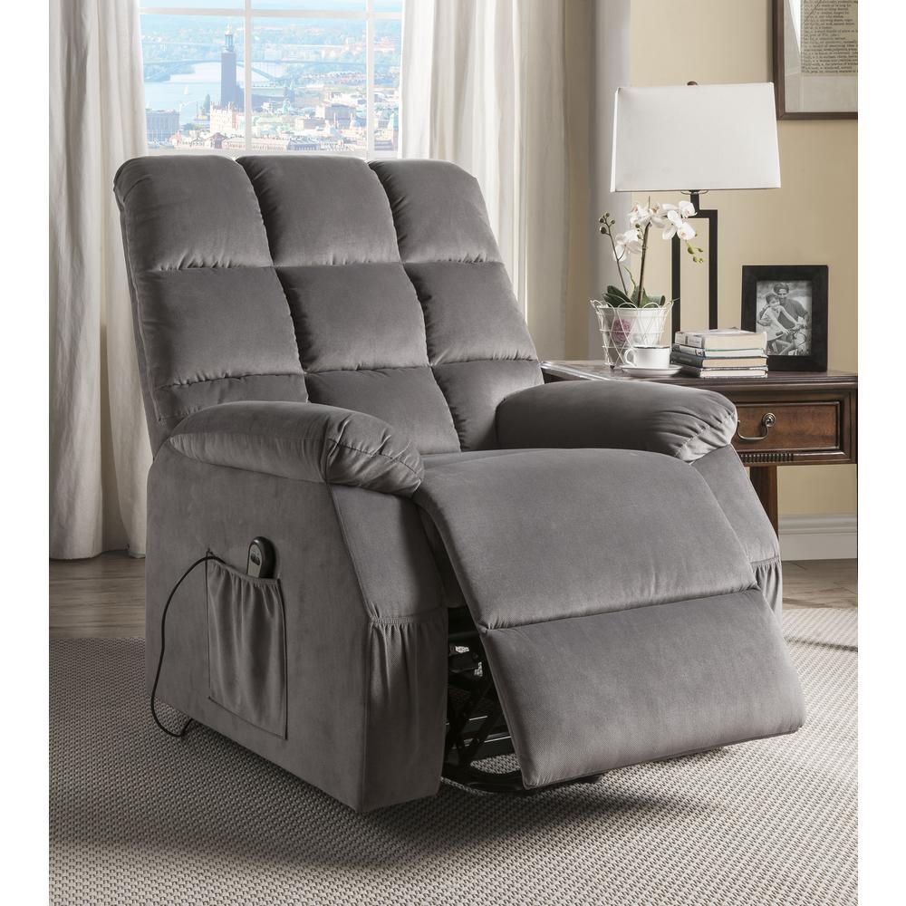 Ipompea Recliner w/Power Lift & Massage, Gray Velvet. Picture 9