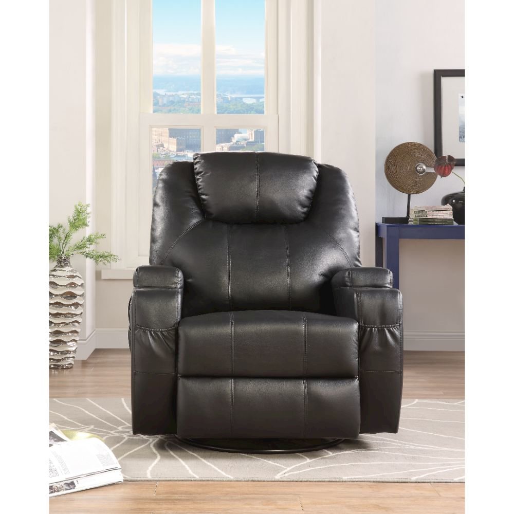 Waterlily Motion Rocker Recliner w/Swivel Black Synthetic Leather. Picture 4