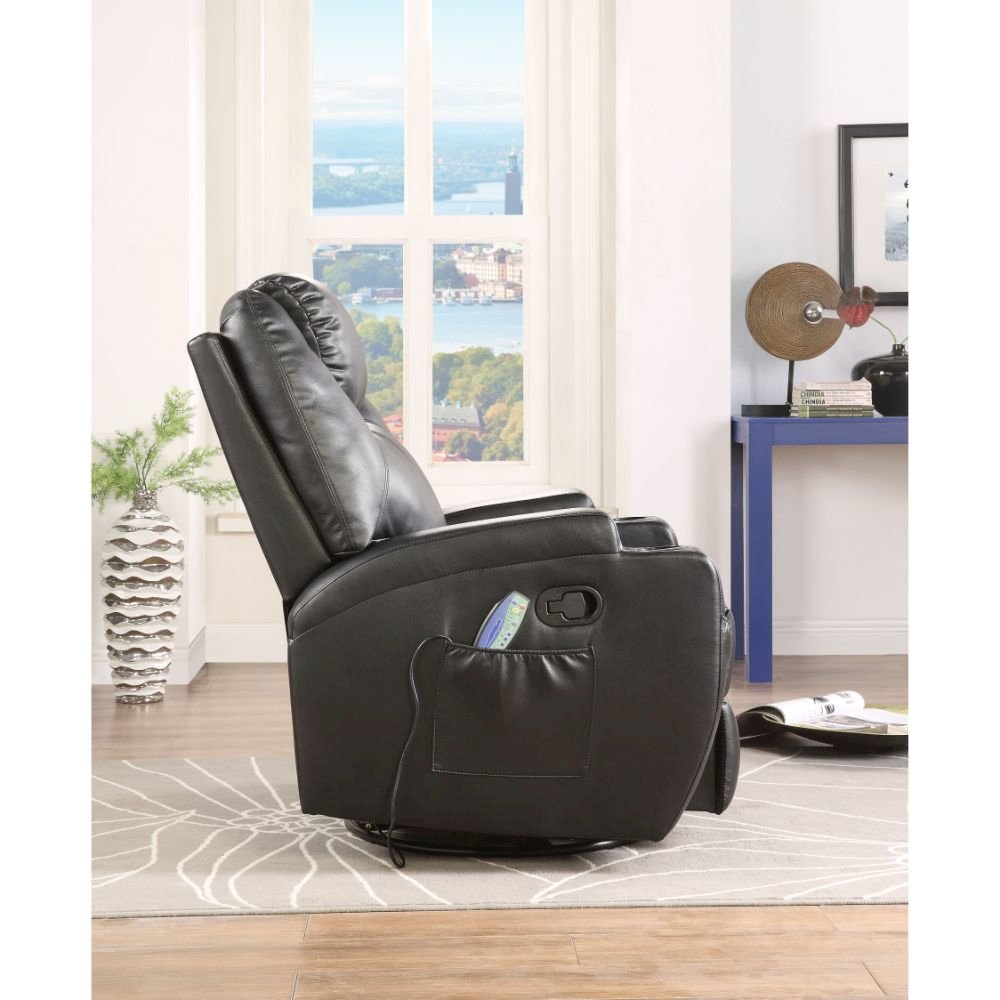 Waterlily Motion Rocker Recliner w/Swivel Black Synthetic Leather. Picture 5