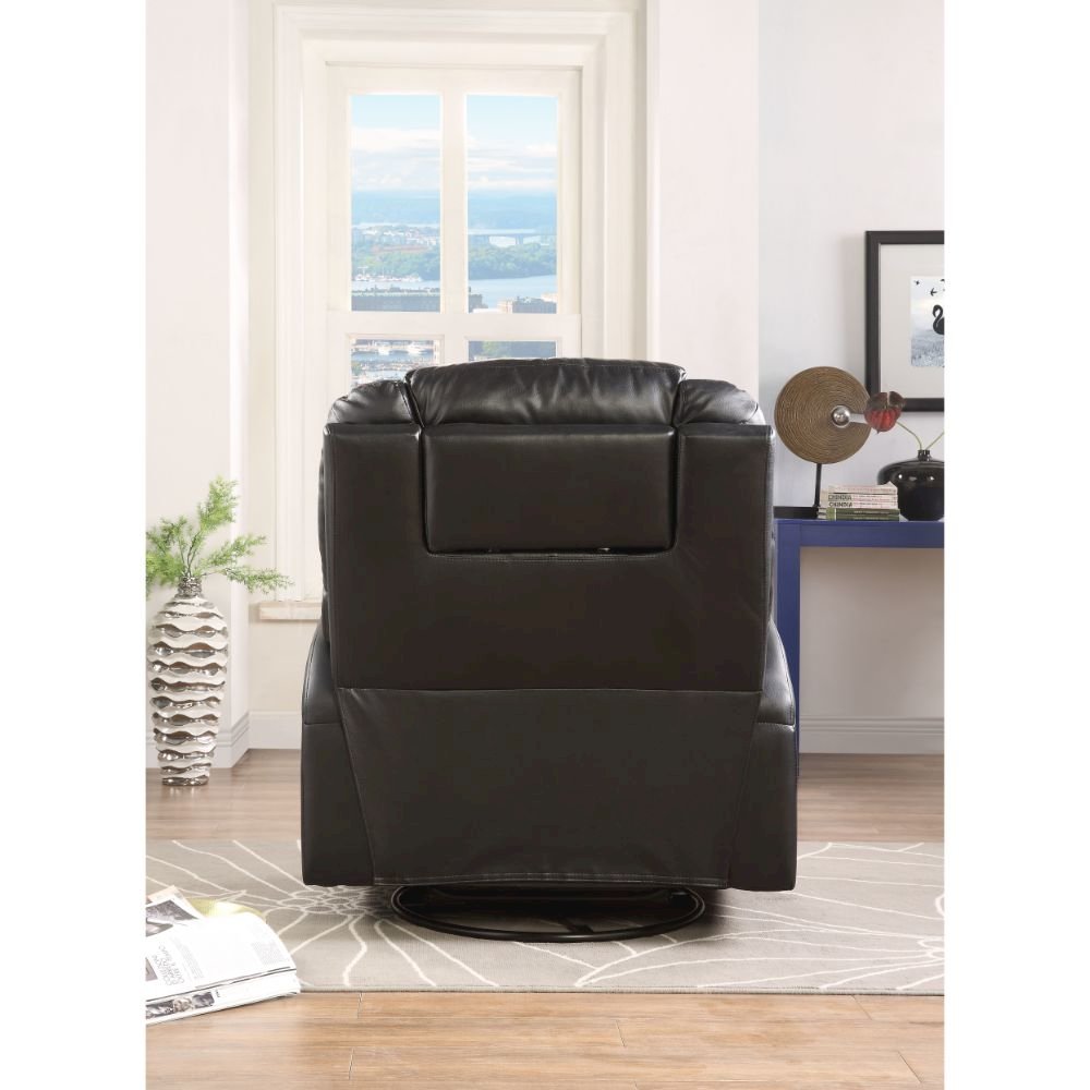 Waterlily Motion Rocker Recliner w/Swivel Black Synthetic Leather. Picture 6
