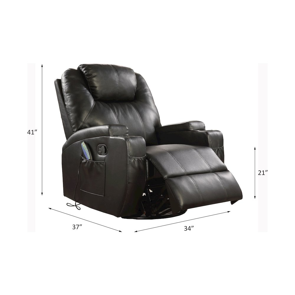 Waterlily Motion Rocker Recliner w/Swivel Black Synthetic Leather. Picture 7