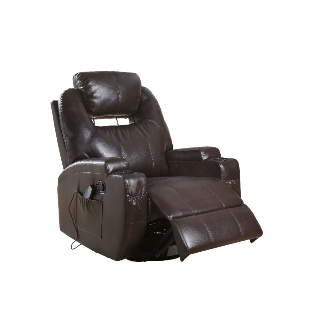 Waterlily Motion Rocker Recliner w/Swivel Brown Synthetic Leather. Picture 1