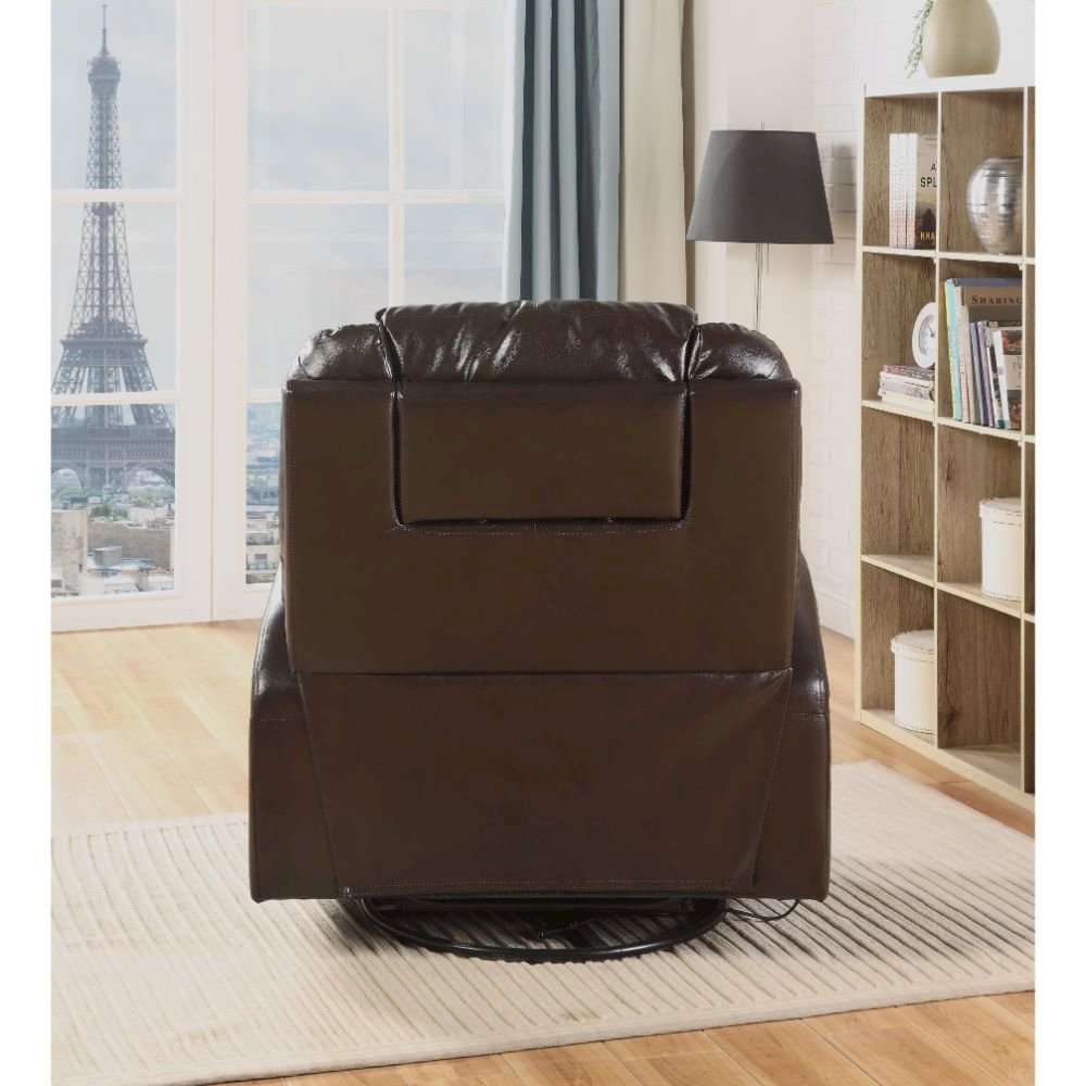 Waterlily Motion Rocker Recliner w/Swivel Brown Synthetic Leather. Picture 5