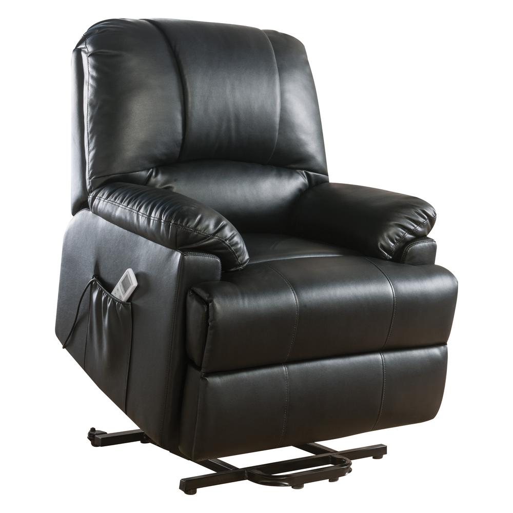 Ixora Recliner w/Power Lift & Massage Black Synthetic Leather. Picture 5