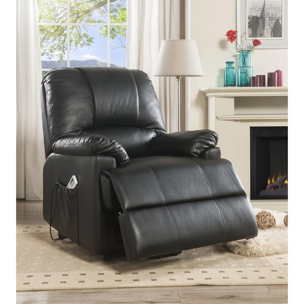Ixora Recliner w/Power Lift & Massage Black Synthetic Leather. Picture 6