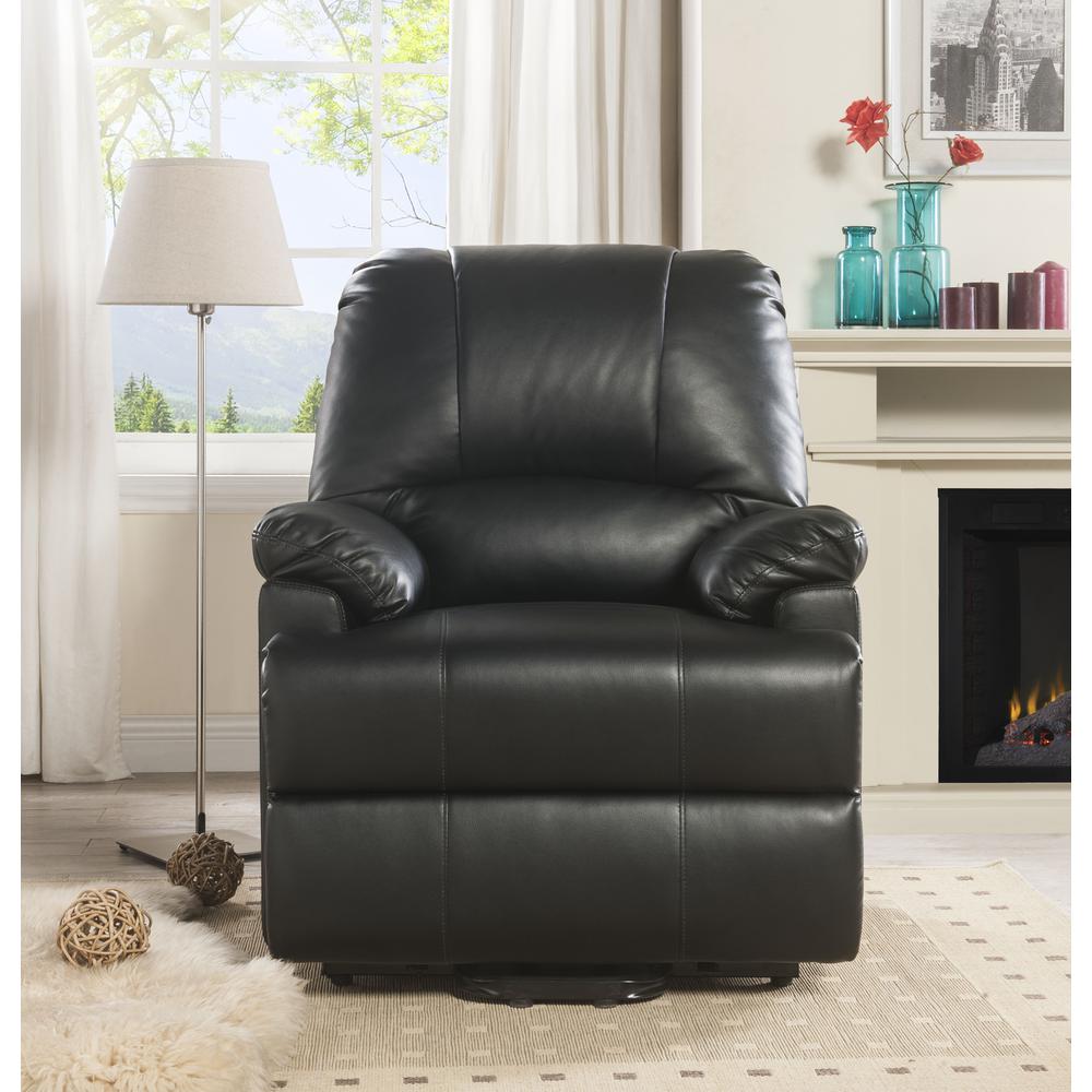 Ixora Recliner w/Power Lift & Massage Black Synthetic Leather. Picture 8