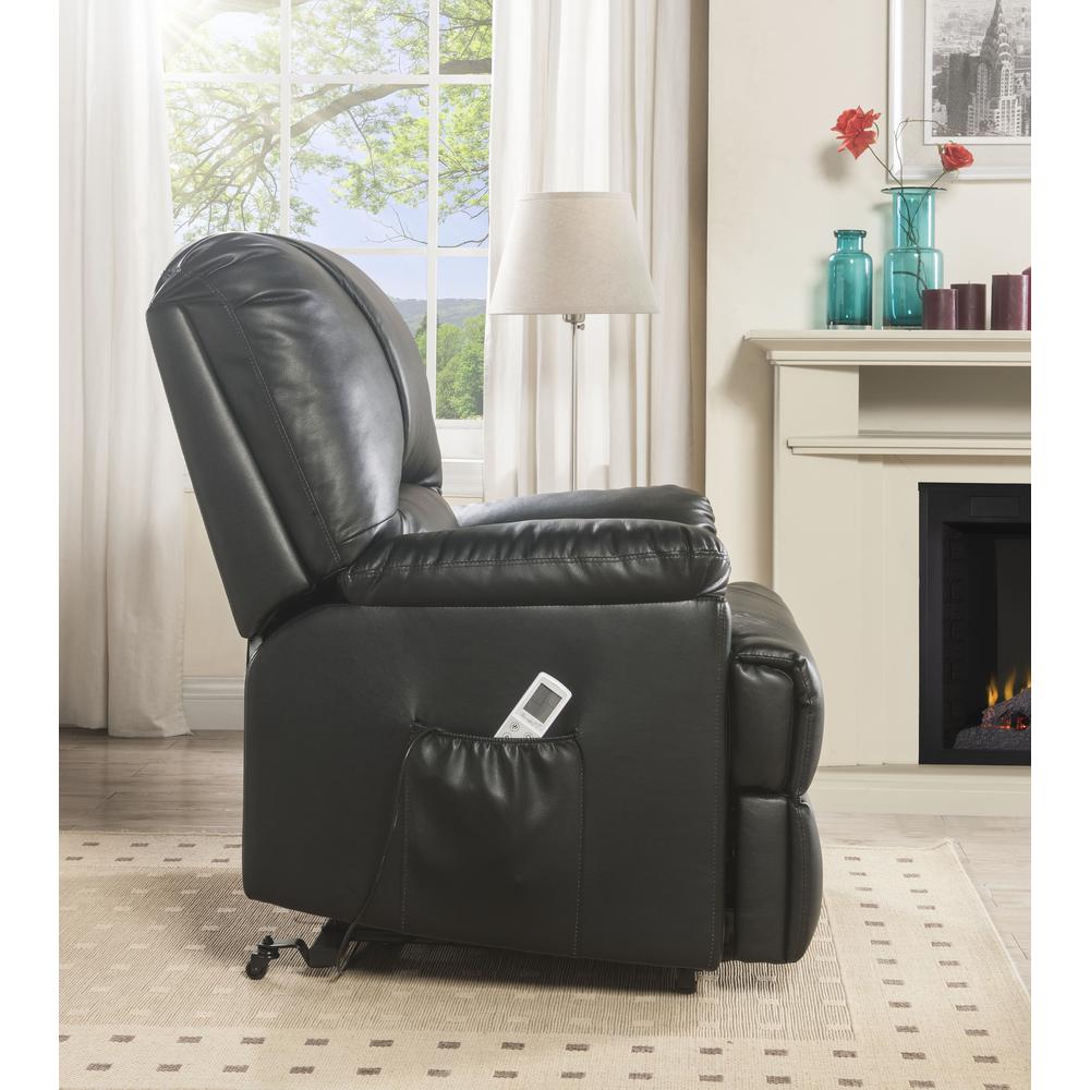 Ixora Recliner w/Power Lift & Massage Black Synthetic Leather. Picture 9