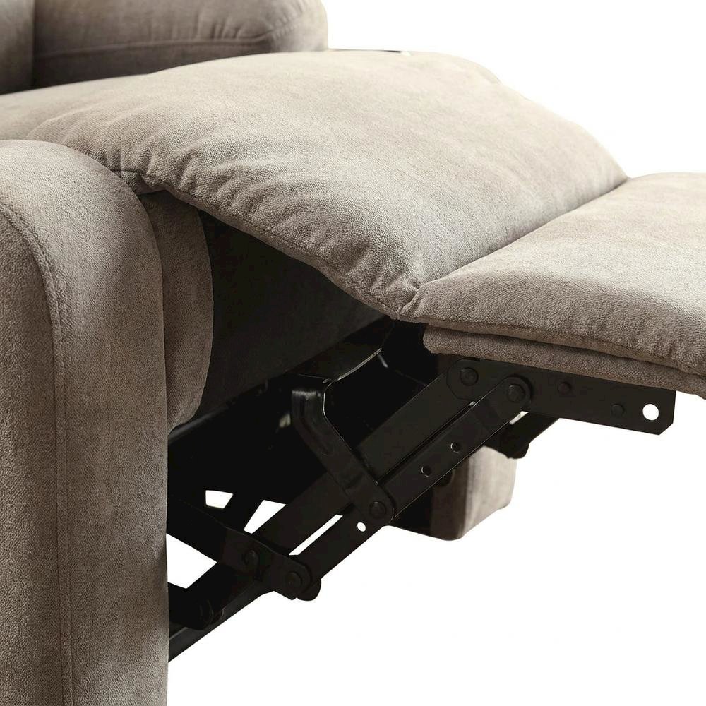 Velvet-Upholstered Manual Recliner Chair, Latch Handle, Gray Velvet. Picture 7