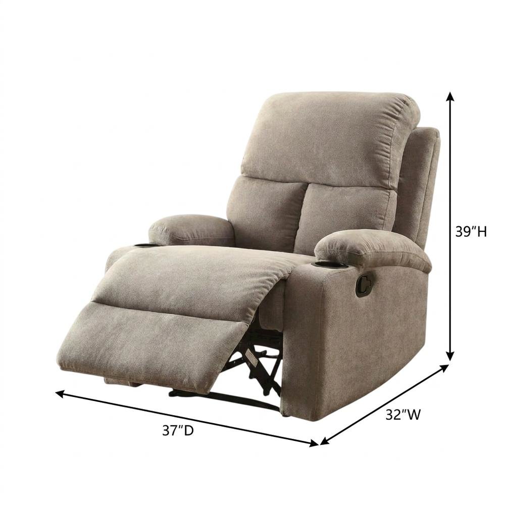 Velvet-Upholstered Manual Recliner Chair, Latch Handle, Gray Velvet. Picture 5