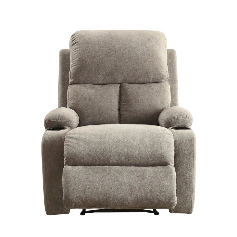 Velvet-Upholstered Manual Recliner Chair, Latch Handle, Gray Velvet. Picture 1