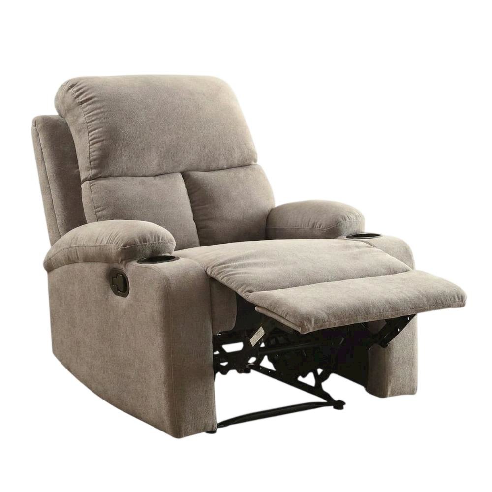 Velvet-Upholstered Manual Recliner Chair, Latch Handle, Gray Velvet. Picture 4
