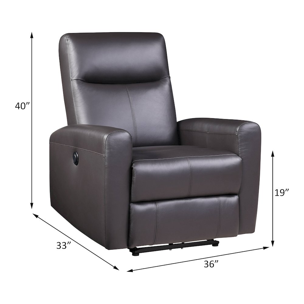 Blane Power Motion Recliner Brown Top Grain Leather Match. Picture 8