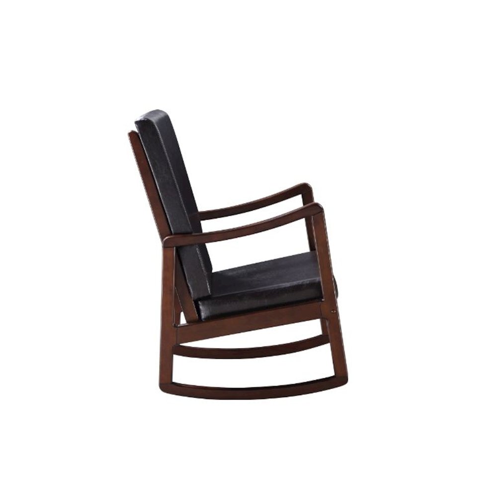 Raina Rocking Chair Dark Brown Synthetic Leather & Espresso. Picture 3