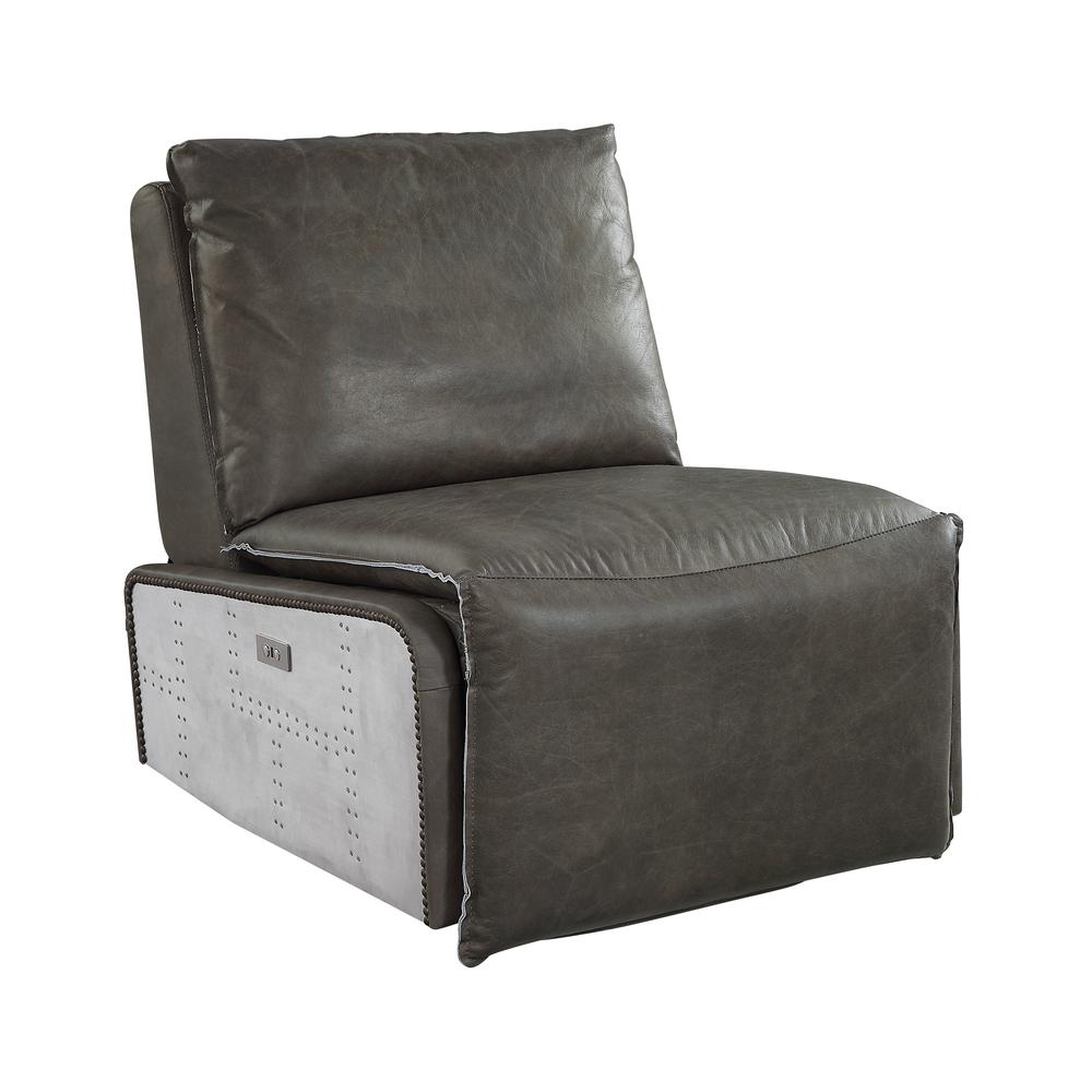 Metier Power Motion Recliner, Gray Top Grain Leather & Aluminum (59940). Picture 1