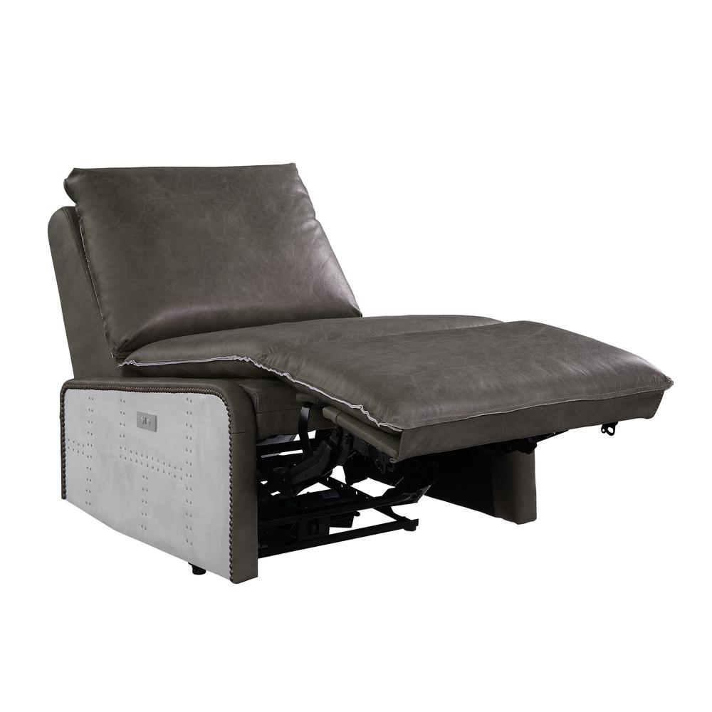 Metier Power Motion Recliner, Gray Top Grain Leather & Aluminum (59940). Picture 2