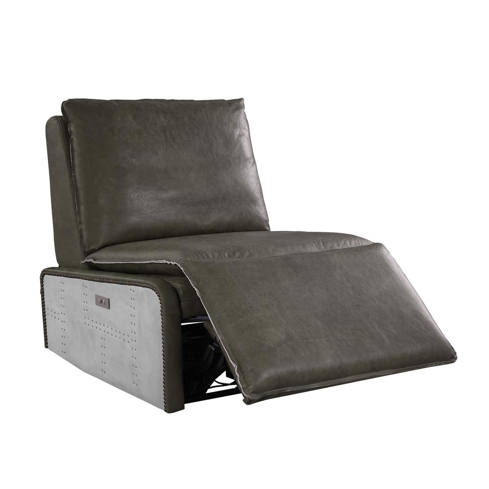 Metier Power Motion Recliner, Gray Top Grain Leather & Aluminum (59940). Picture 3
