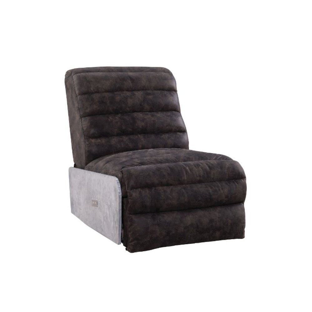 Okzuil Power Motion Recliner Two Tone Gray Top Grain Leather & Aluminum. Picture 2