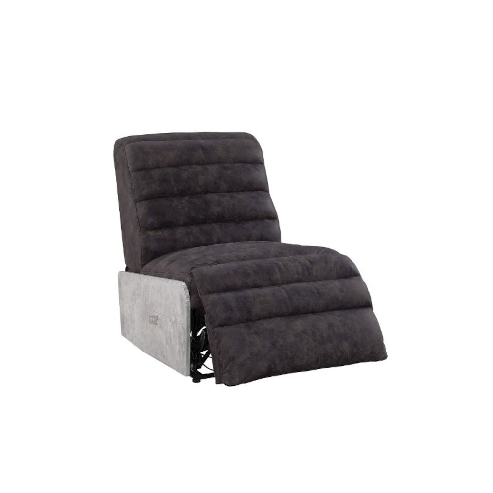 Okzuil Power Motion Recliner Two Tone Gray Top Grain Leather & Aluminum. Picture 3