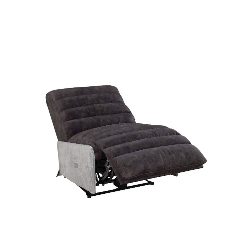 Okzuil Power Motion Recliner Two Tone Gray Top Grain Leather & Aluminum. Picture 4