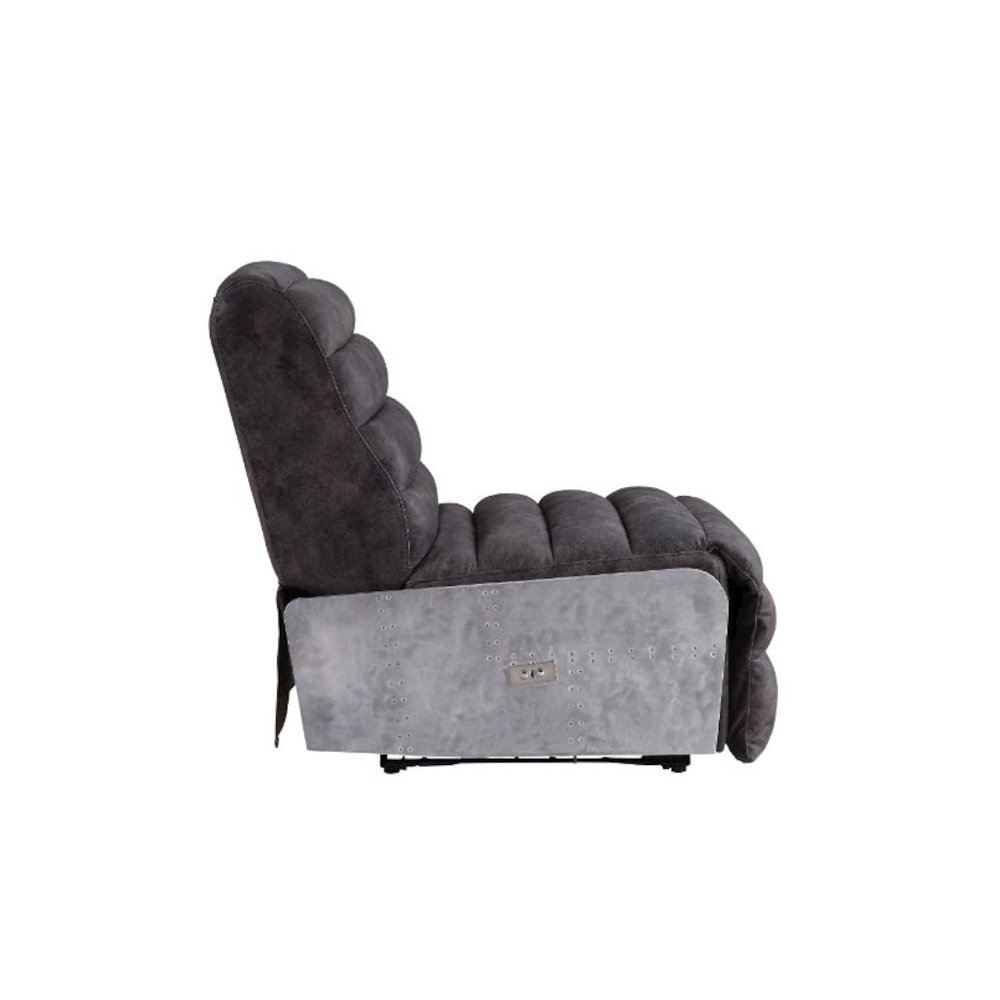 Okzuil Power Motion Recliner Two Tone Gray Top Grain Leather & Aluminum. Picture 6