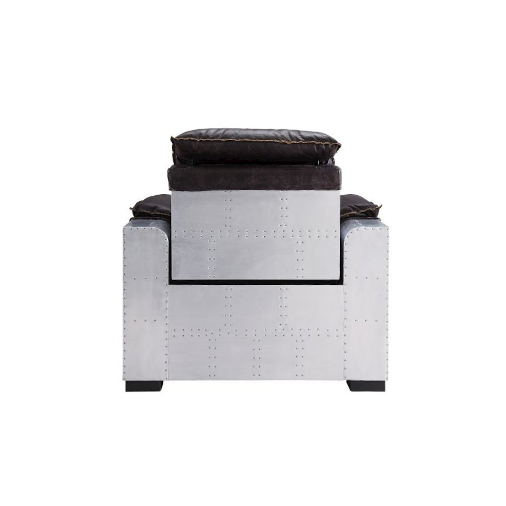 Misezon Power Motion Recliner Dark Grain Brown Leather & Aluminum. Picture 9