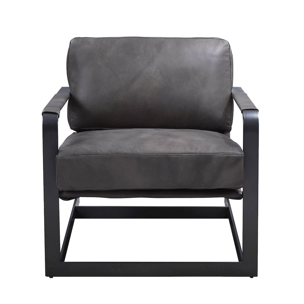 Locnos Accent Chair Gray Top Grain Leather & Black. Picture 1