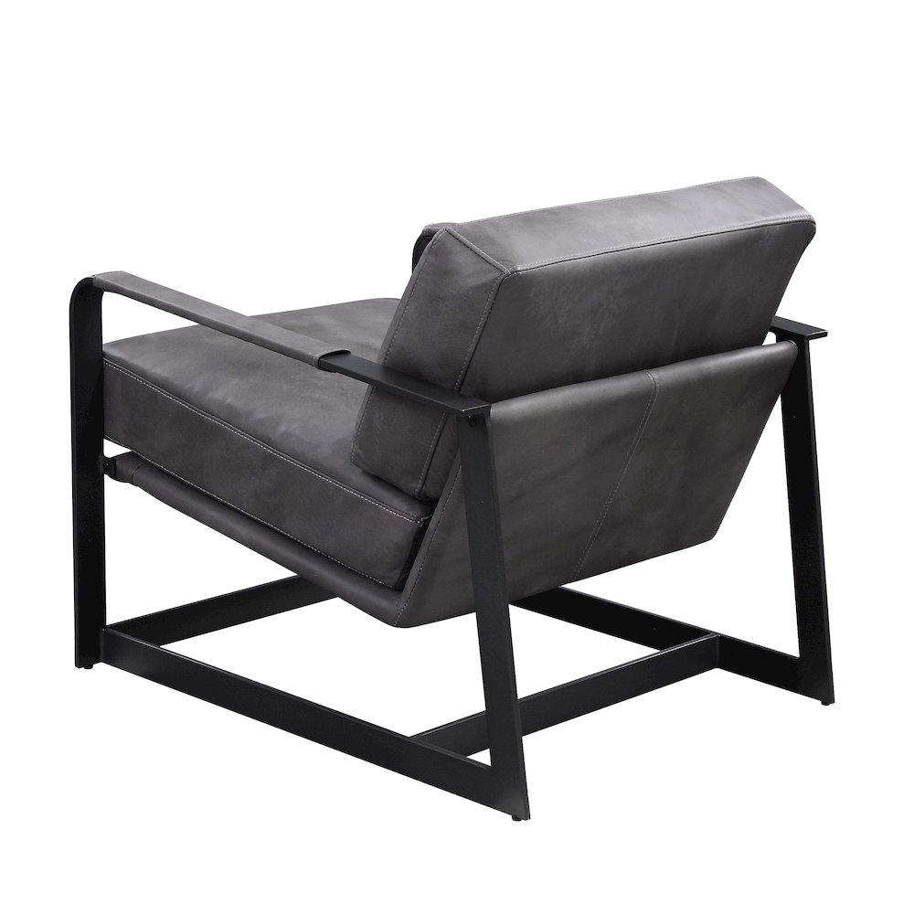 Locnos Accent Chair Gray Top Grain Leather & Black. Picture 4