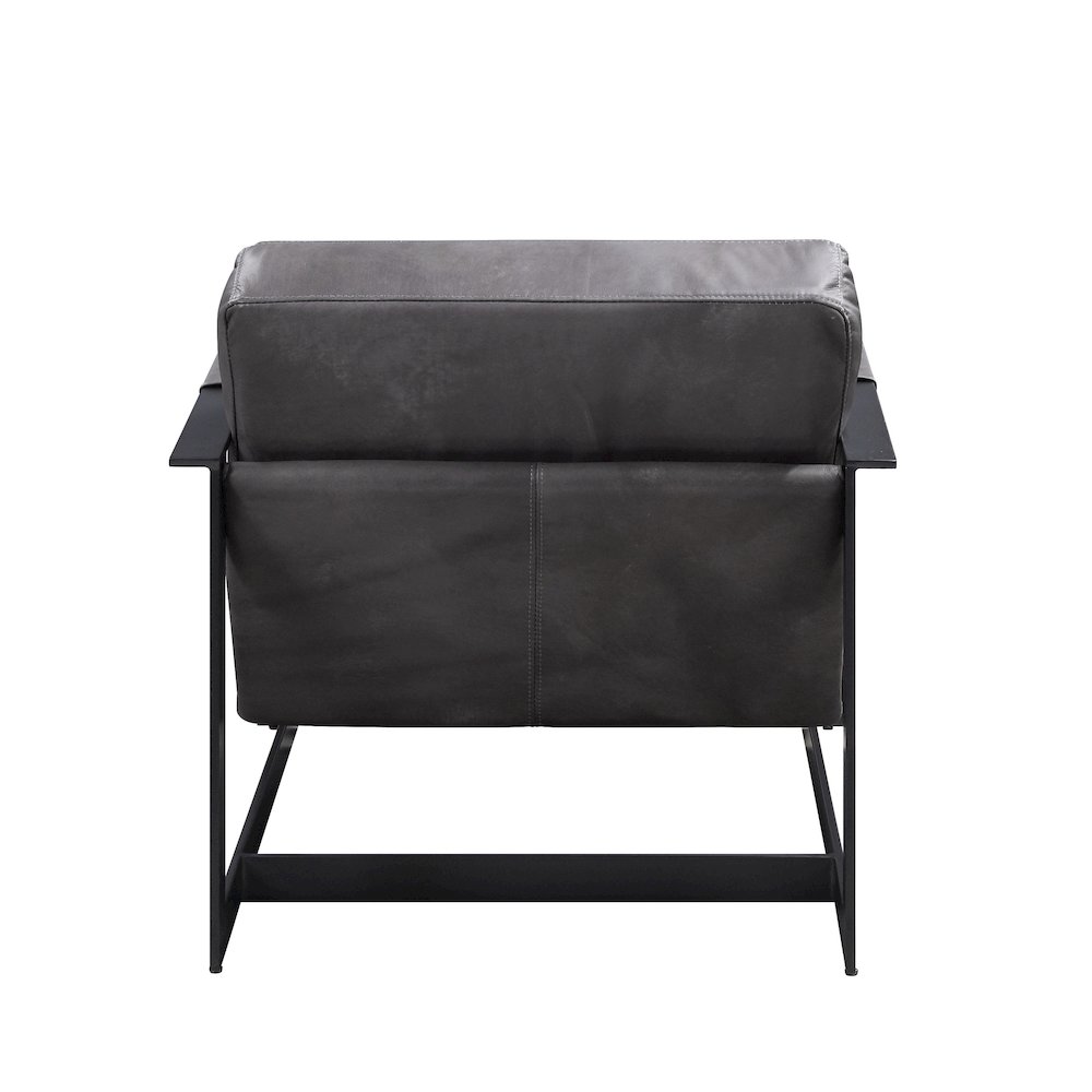 Locnos Accent Chair Gray Top Grain Leather & Black. Picture 5