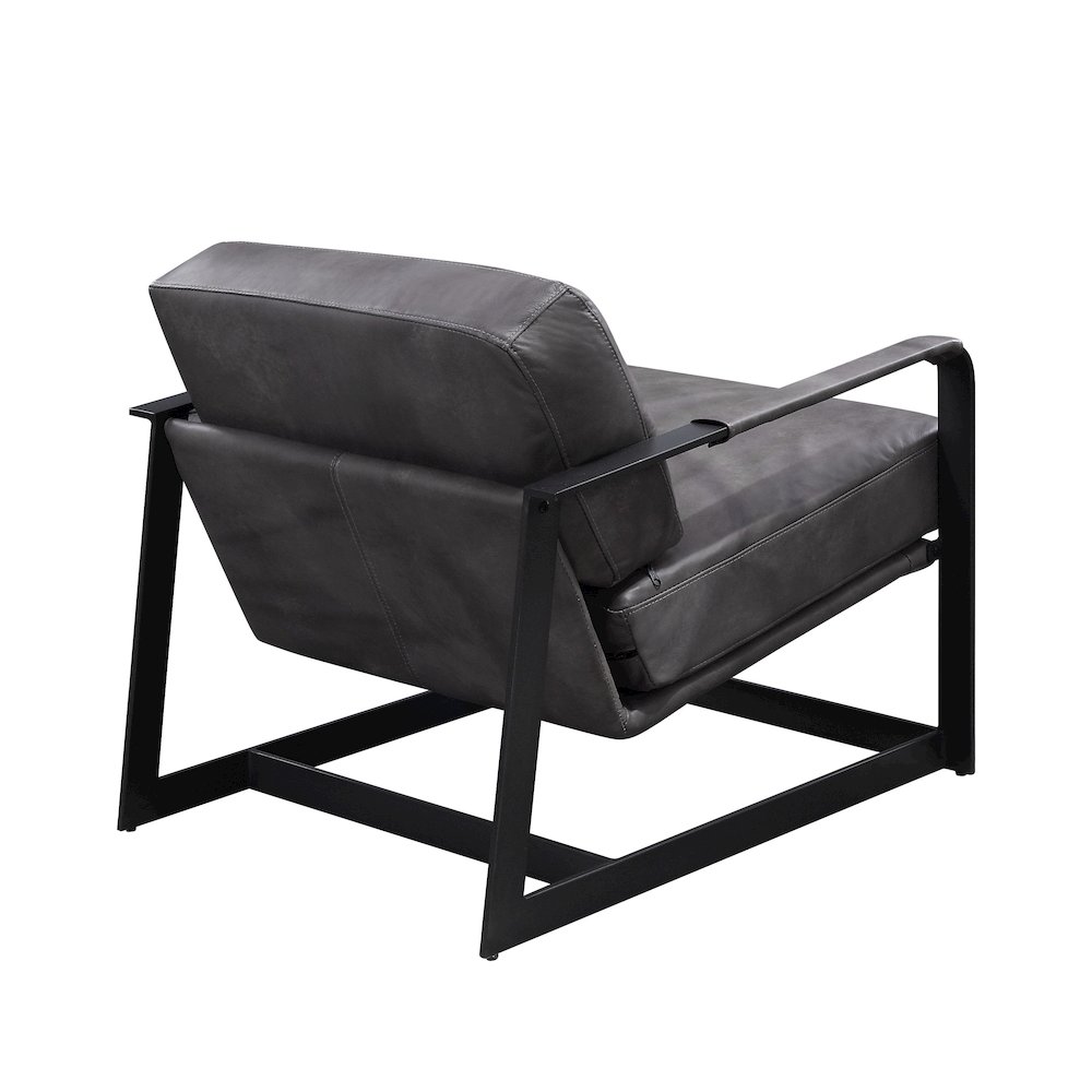 Locnos Accent Chair Gray Top Grain Leather & Black. Picture 6