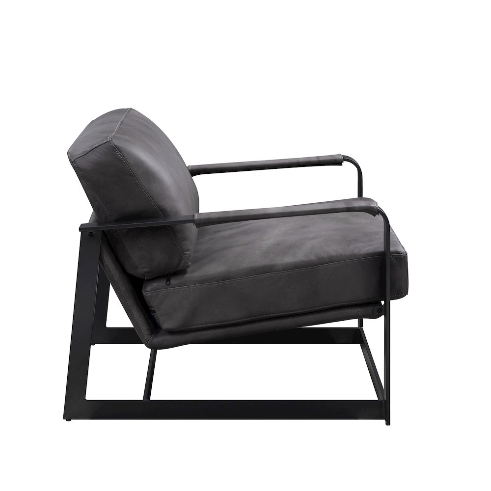 Locnos Accent Chair Gray Top Grain Leather & Black. Picture 7