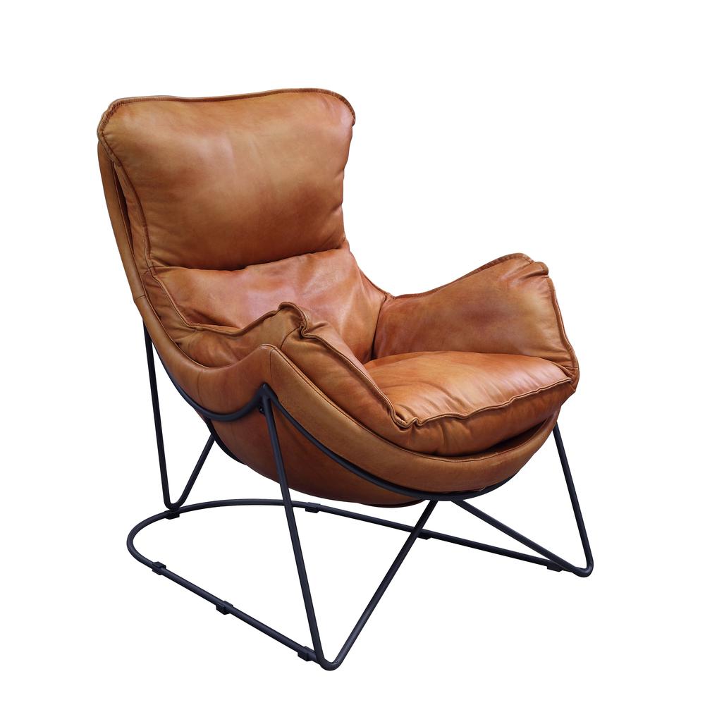 Thurshan Accent Chair, Aperol Top Grain Leather & Black Finish (59945). Picture 1