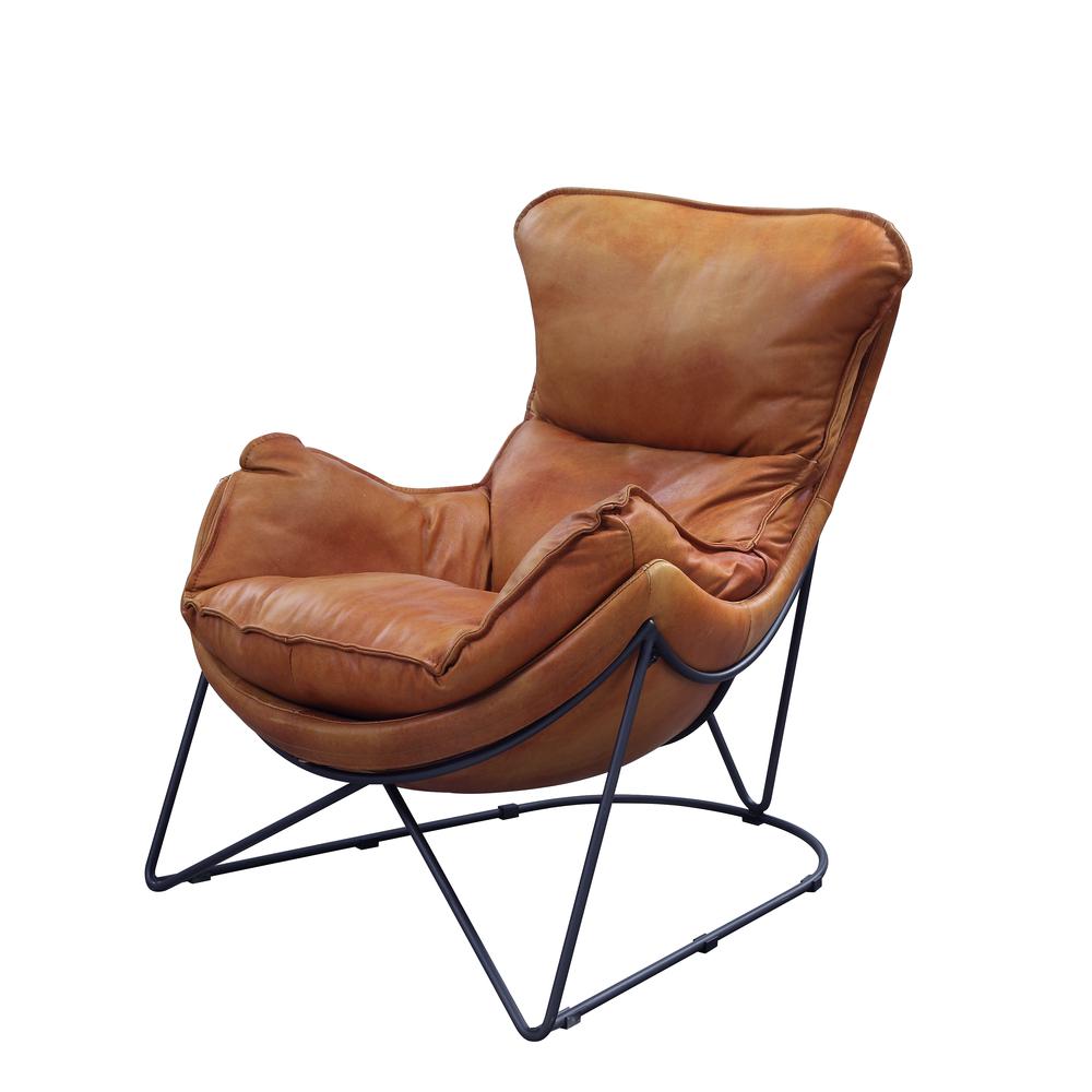 Thurshan Accent Chair, Aperol Top Grain Leather & Black Finish (59945). Picture 2