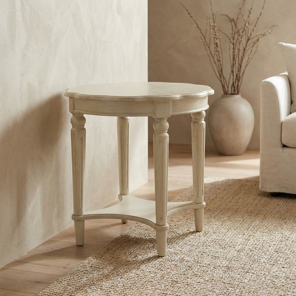Antique White End Table with Elegant Style and Durable Finish. Picture 2