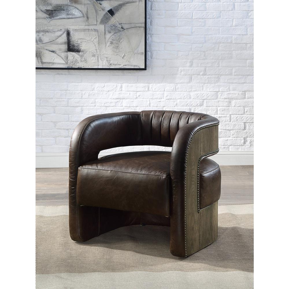 Feyre Accent Chair, Espresso Top grain  Leather. Picture 6