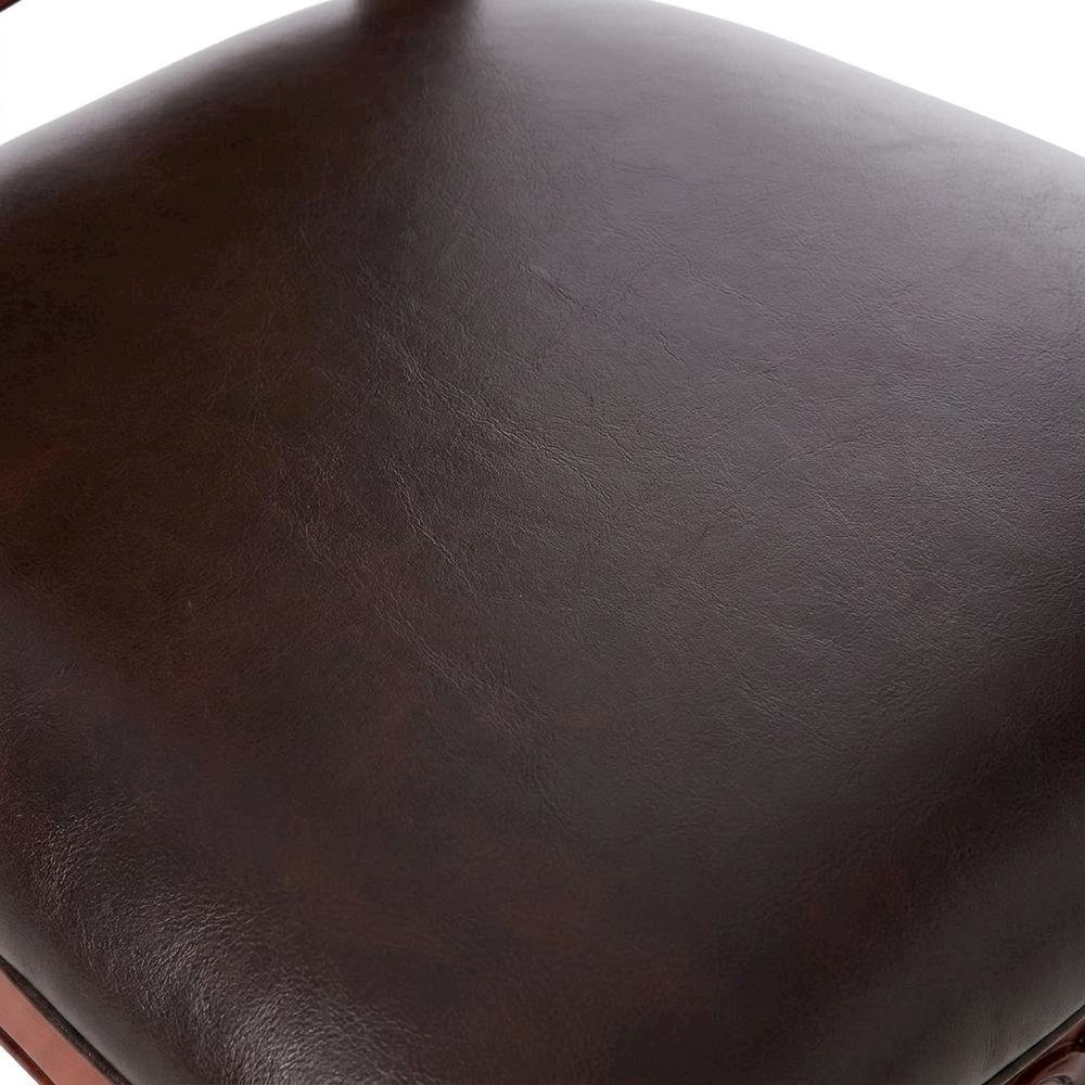 PU Leather Dining Chair with Floral Fabric Back, Synthetic Leather & Cherry Oak, Set of 2. Picture 7