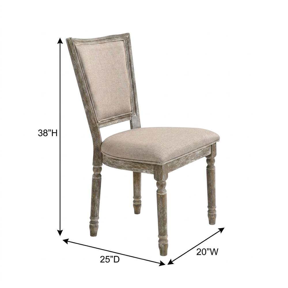 Upholstered Dining Chairs, Wood Side Chairs, Fabric & Reclaimed Gray, Set of 2. Picture 6