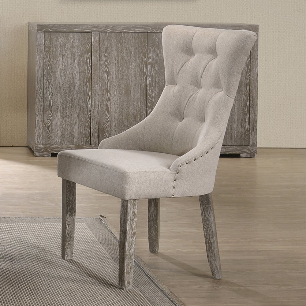 Gabrian Side Chair (Set-2) Fabric & Reclaimed Gray. Picture 1