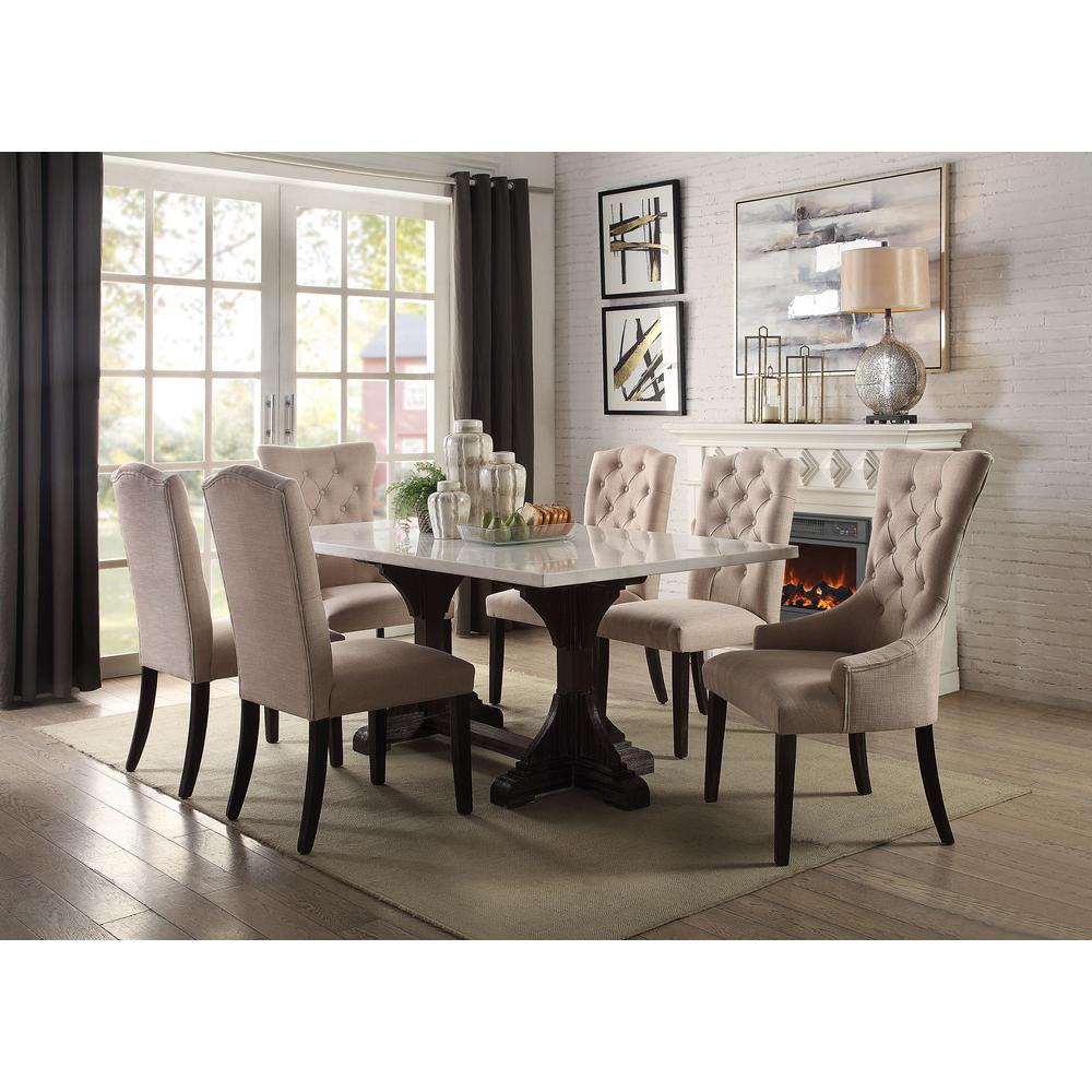 Gerardo Dining Table White Natural Marble Top & Weathered Espresso. Picture 1