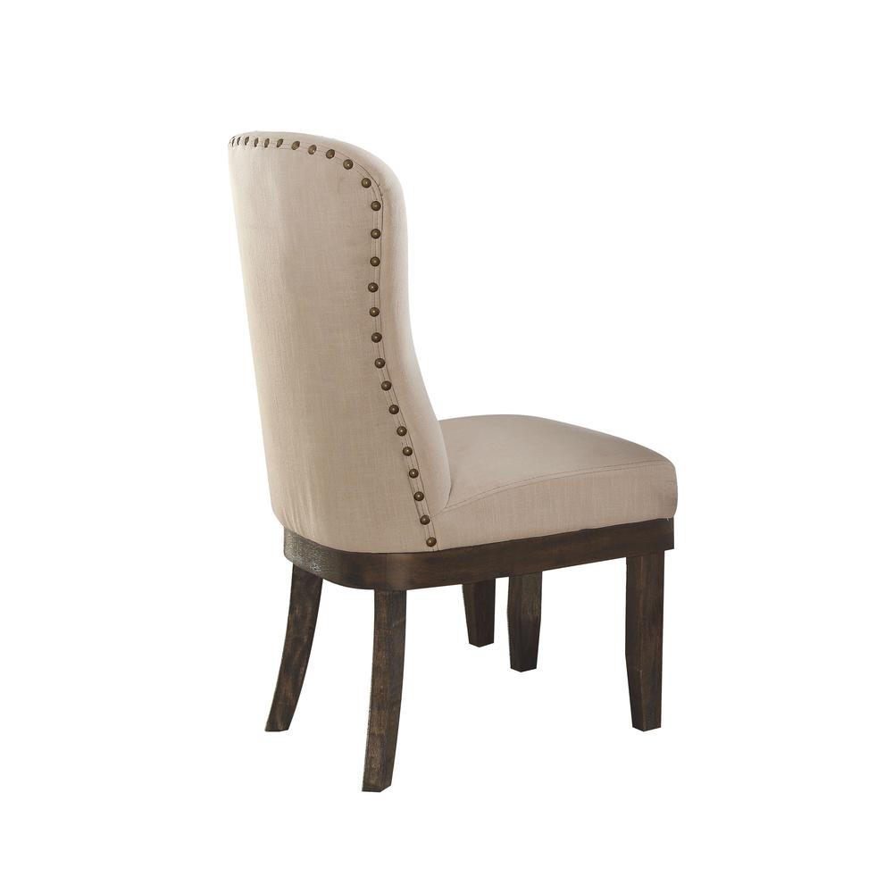 Landon Side Chair (Set-2) Beige Linen & Salvage Brown. Picture 2