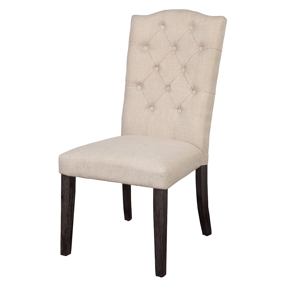 Gerardo Side Chair (Set-2) Beige Linen & Weathered Espresso. Picture 2