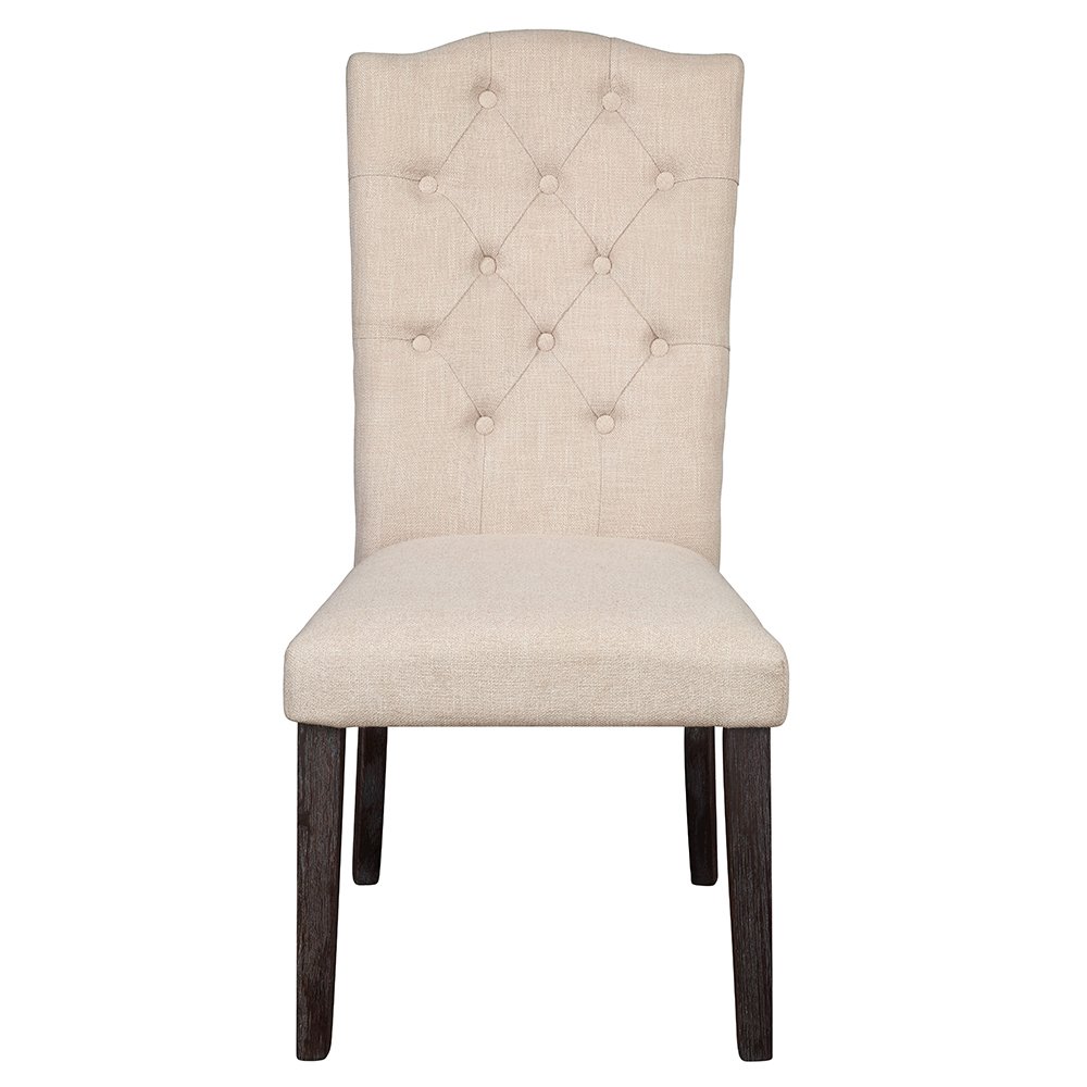 Gerardo Side Chair (Set-2) Beige Linen & Weathered Espresso. Picture 3